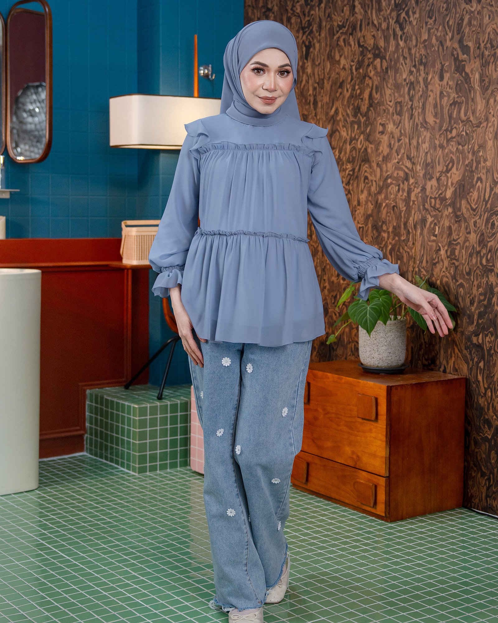 ALICE BLOUSE - ASH BLUE