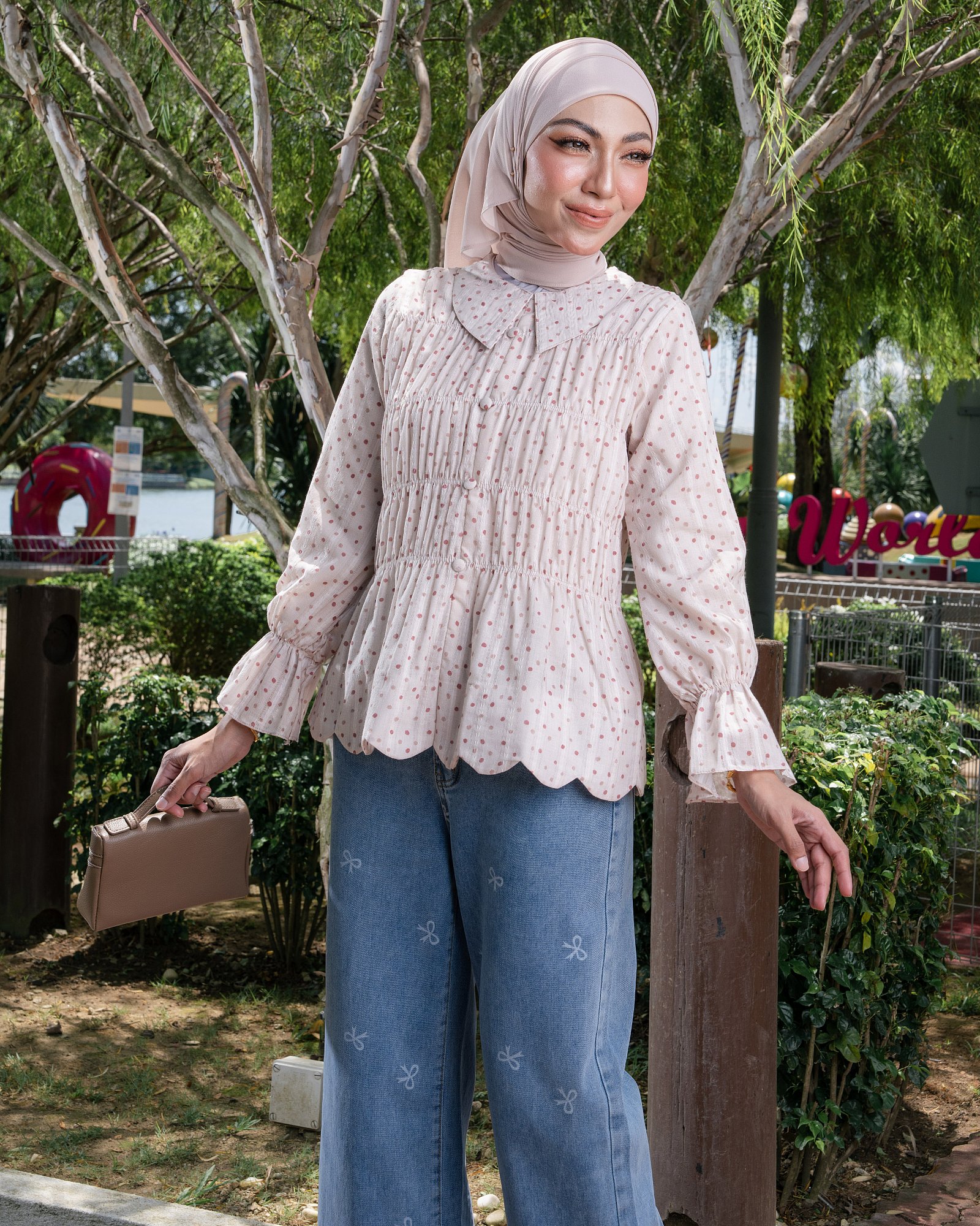 DORA BLOUSE - NUDE MUSTARD