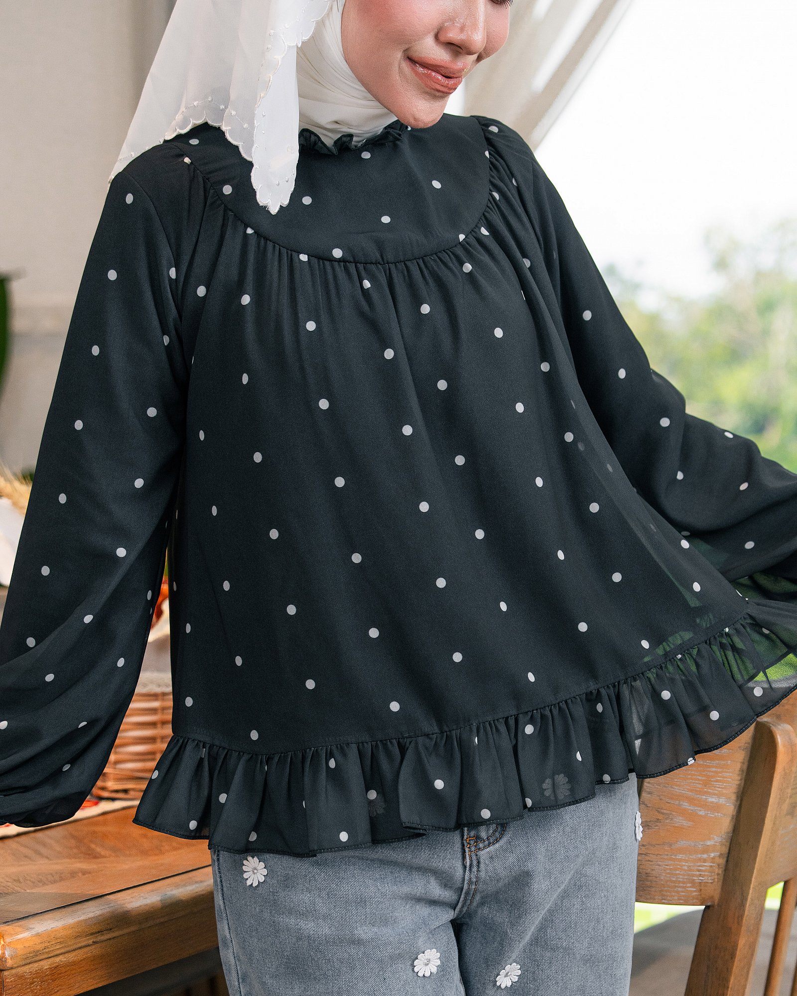 SEINNA BLOUSE - SLATE BLACK