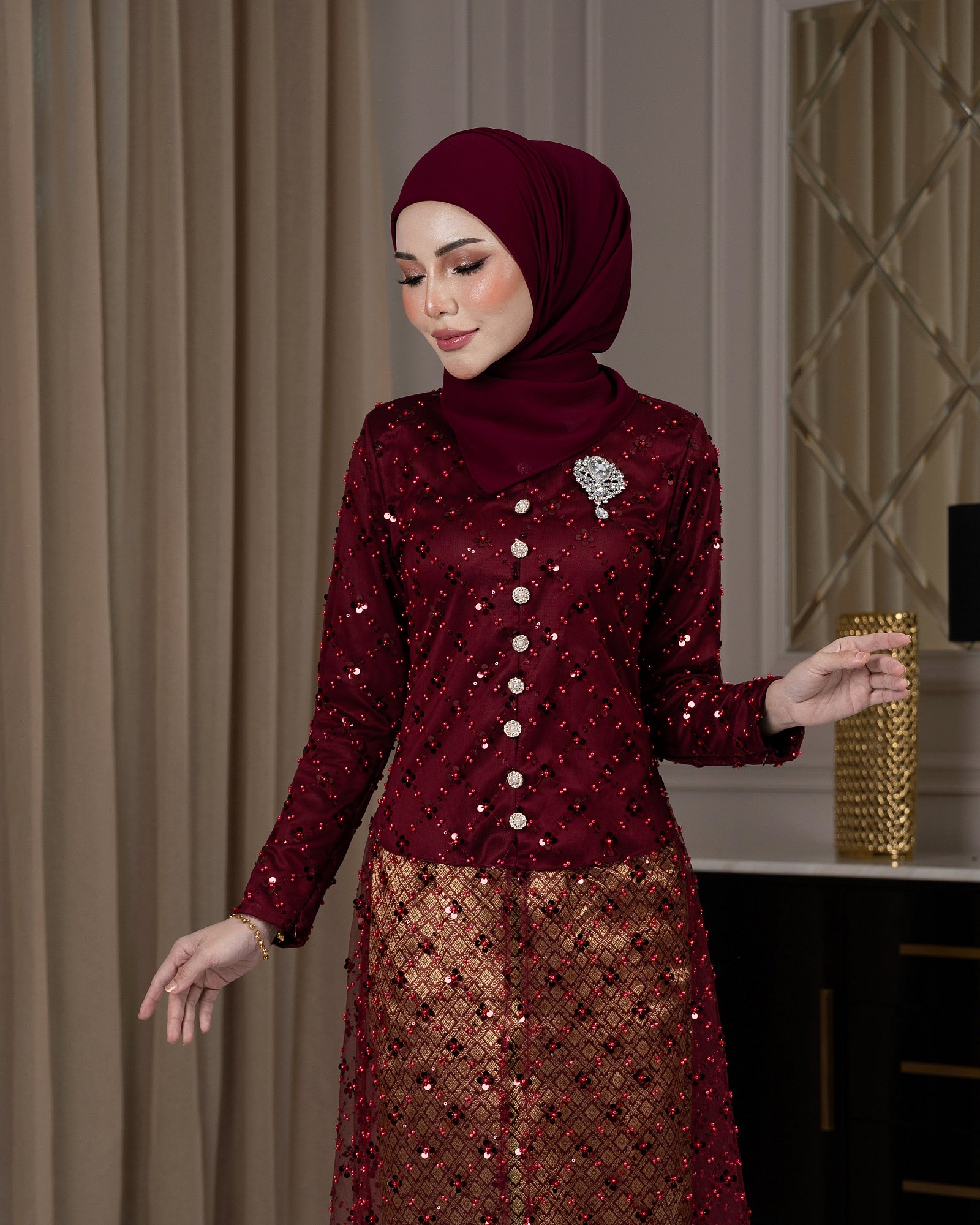 LESTARI KURUNG - DARK MAROON