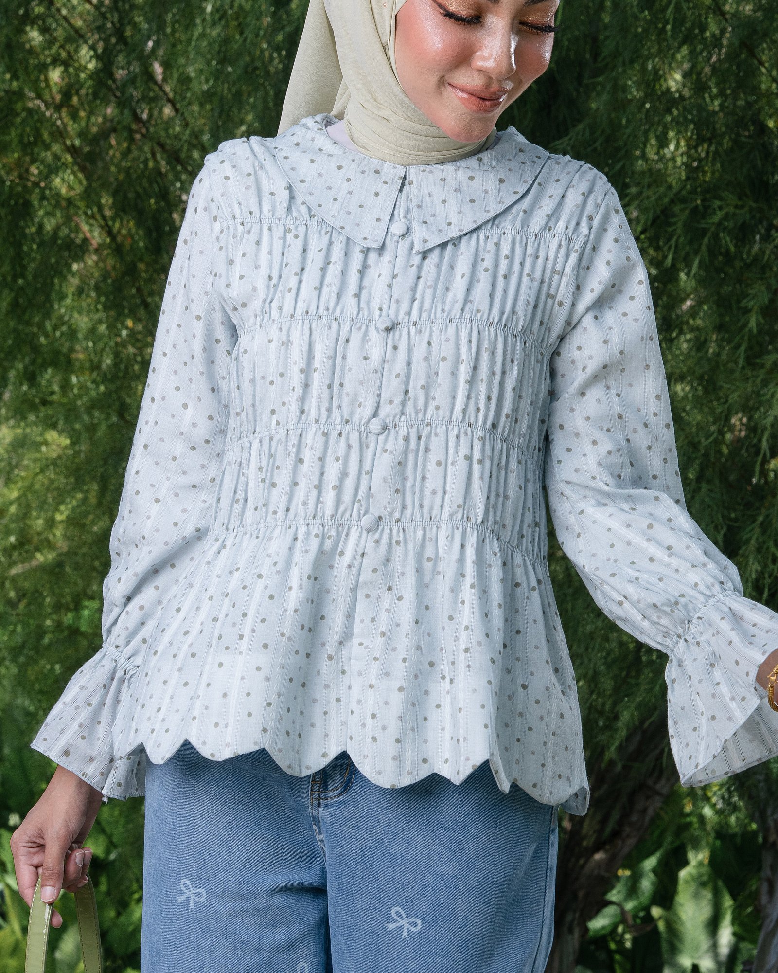 DORA BLOUSE - MUTED GREEN