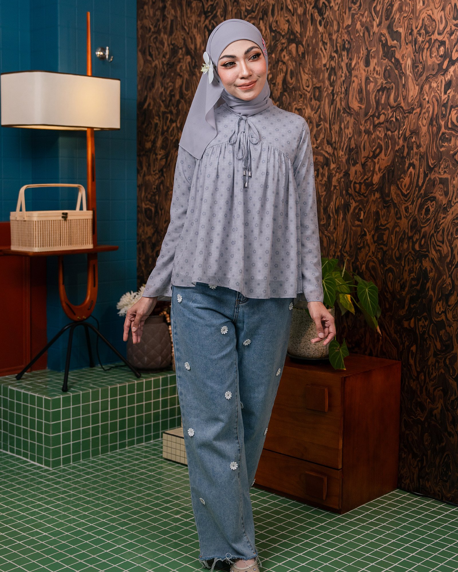 POPPY BLOUSE - LIGHT GREY