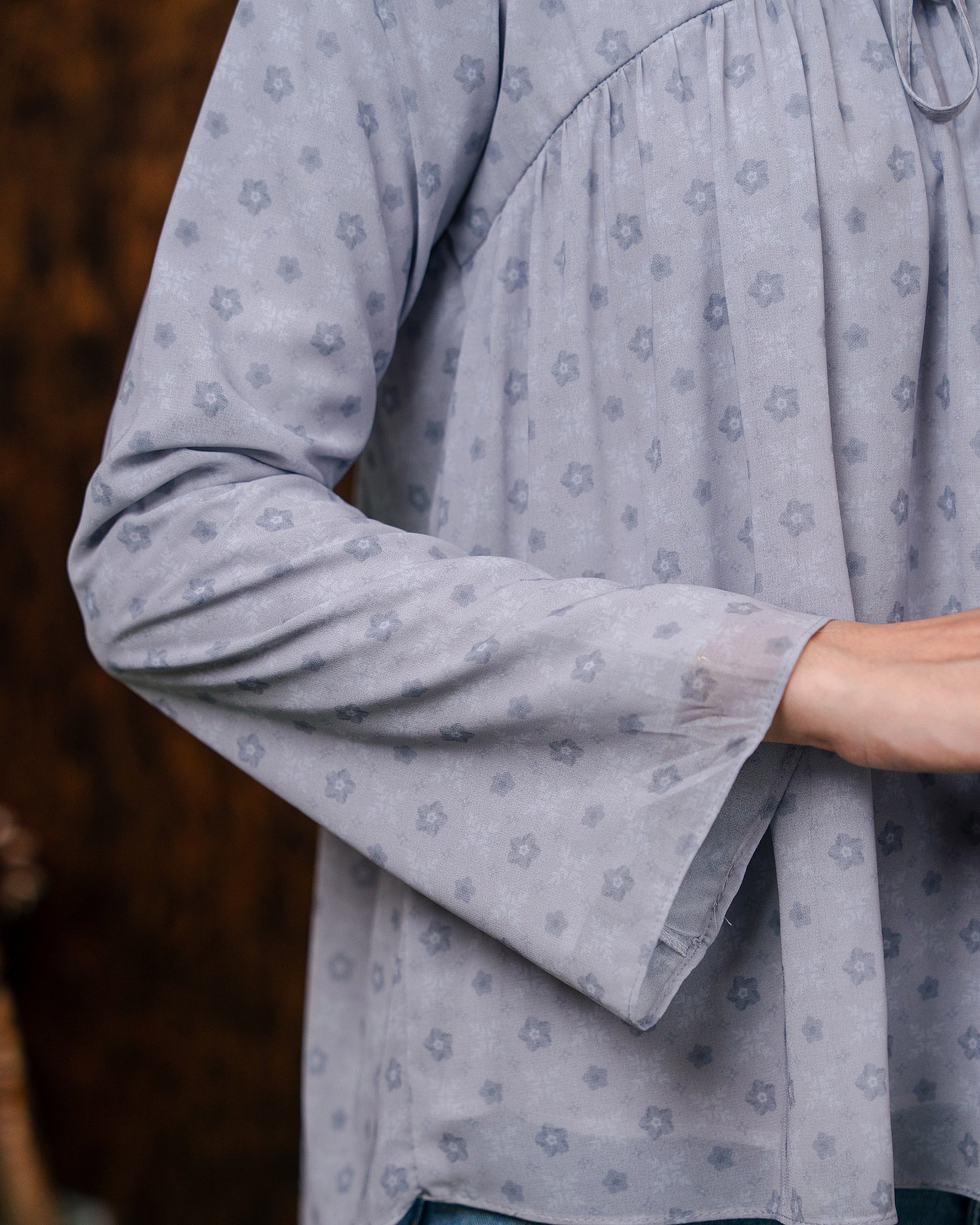 POPPY BLOUSE - LIGHT GREY