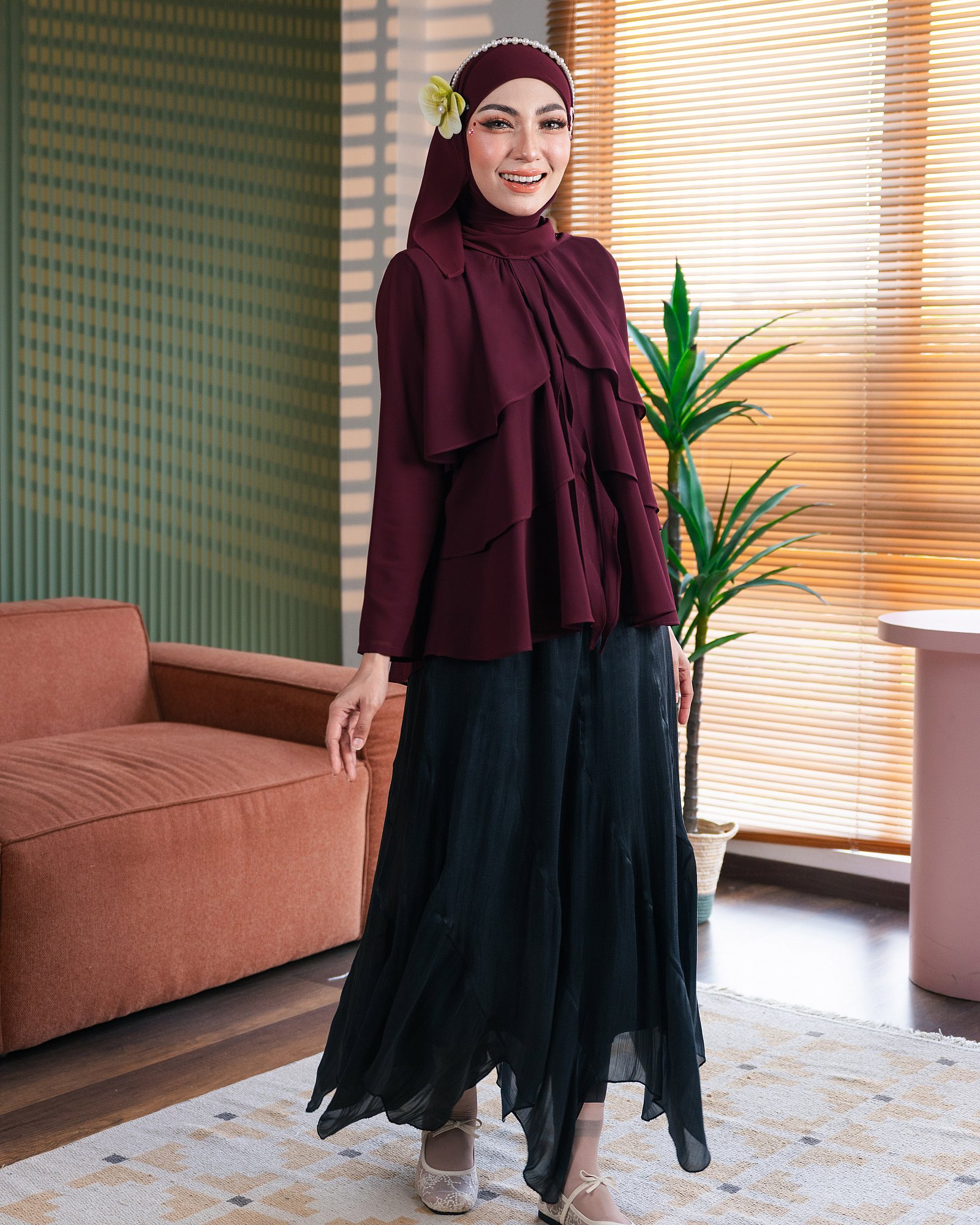 CLEO BLOUSE - BURGUNDY