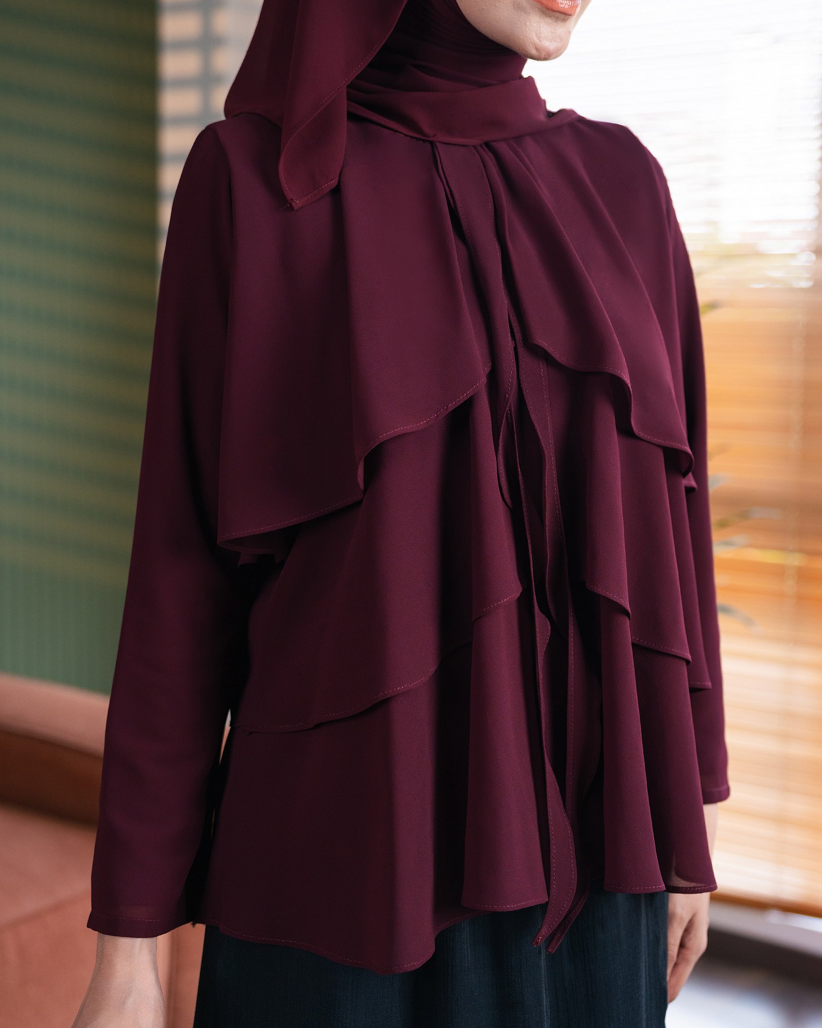 CLEO BLOUSE - BURGUNDY