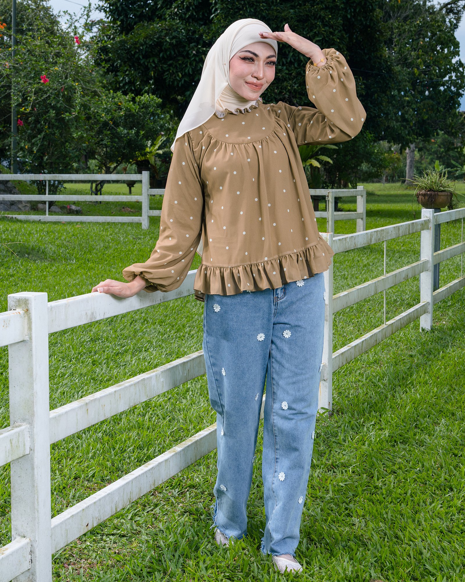 SEINNA BLOUSE - OLIVE BROWN