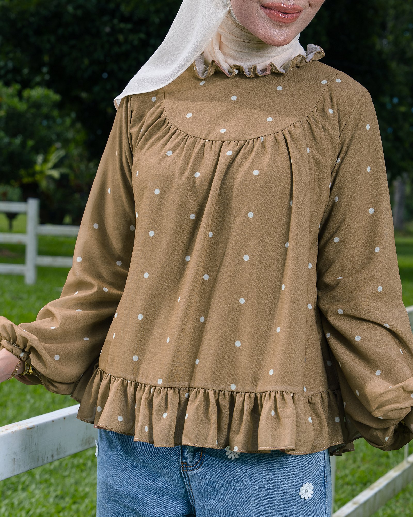 SEINNA BLOUSE - OLIVE BROWN