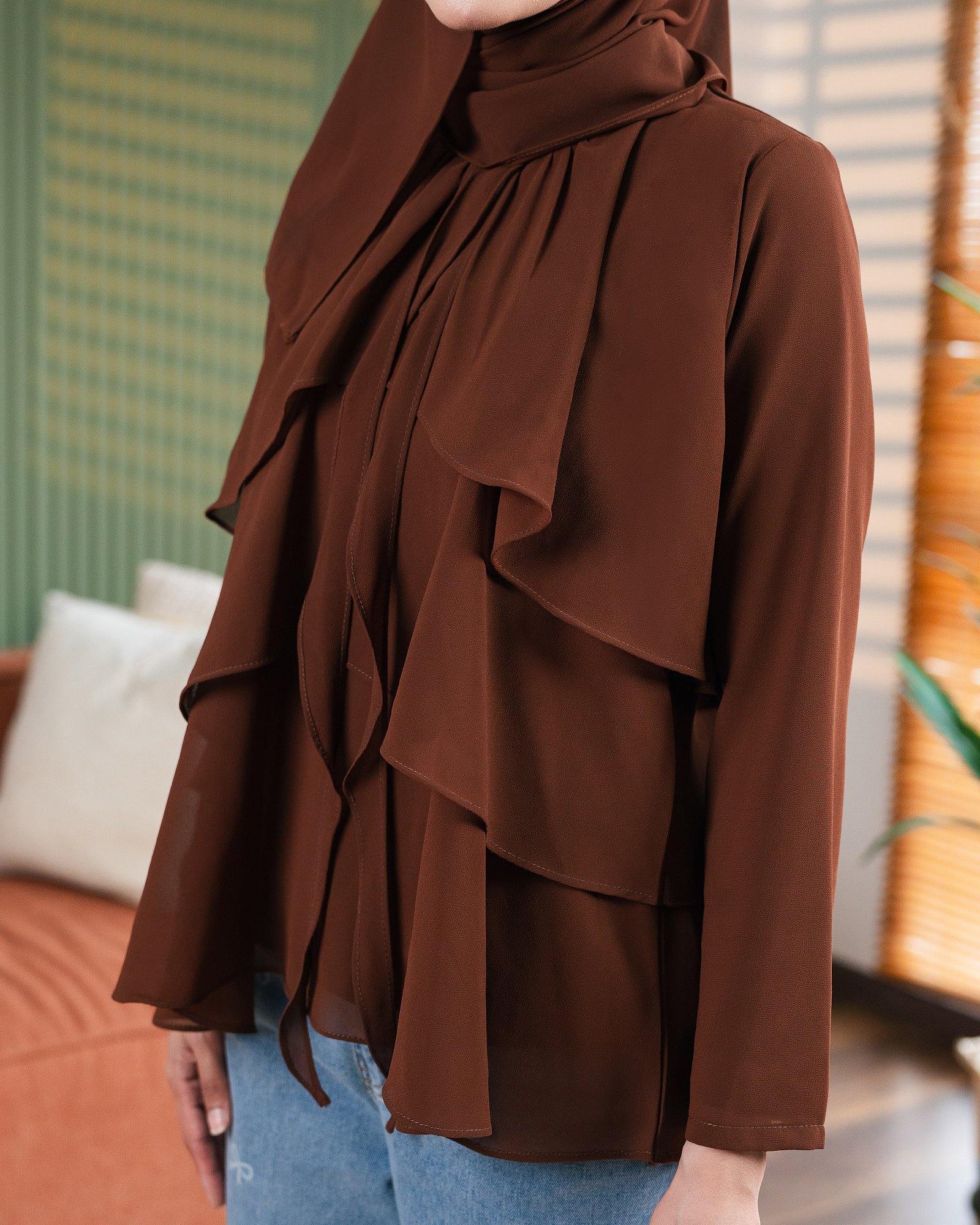 CLEO BLOUSE - RICH BROWN