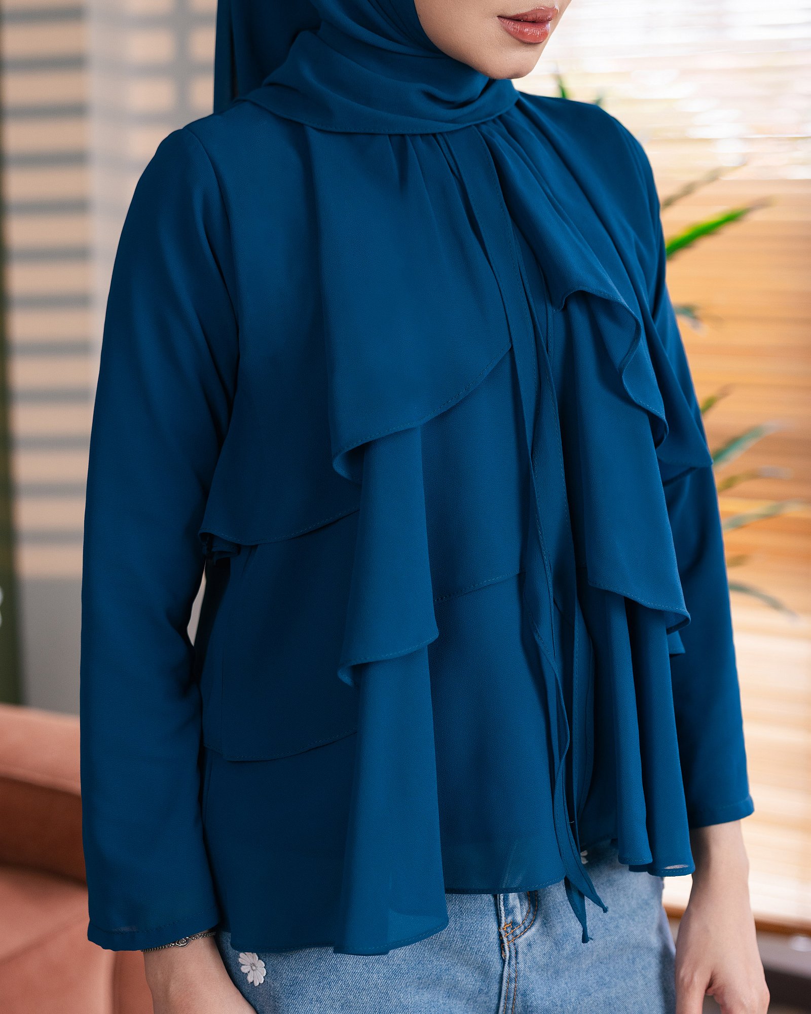 CLEO BLOUSE - TEAL BLUE