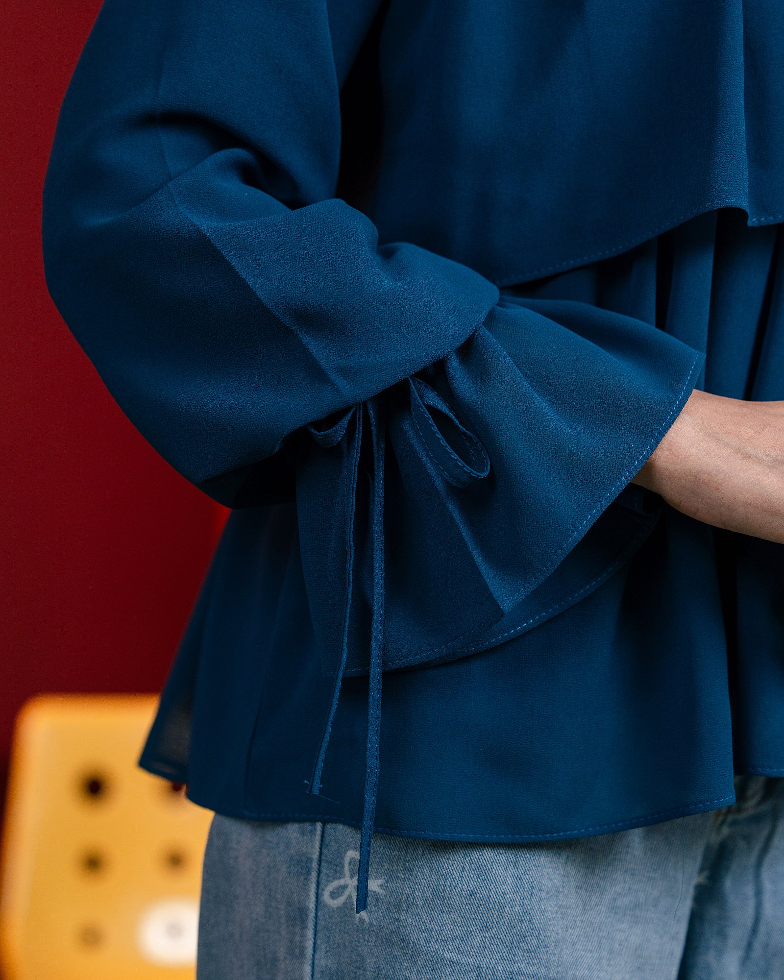 DOLLY BLOUSE - TEAL BLUE