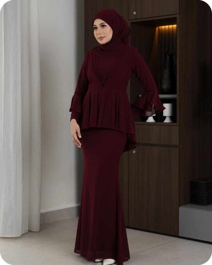 ROSY PEPLUM - DARK MAROON