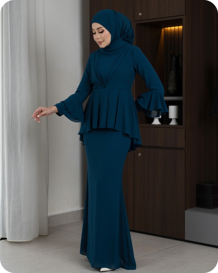 ROSY PEPLUM - TEAL BLUE