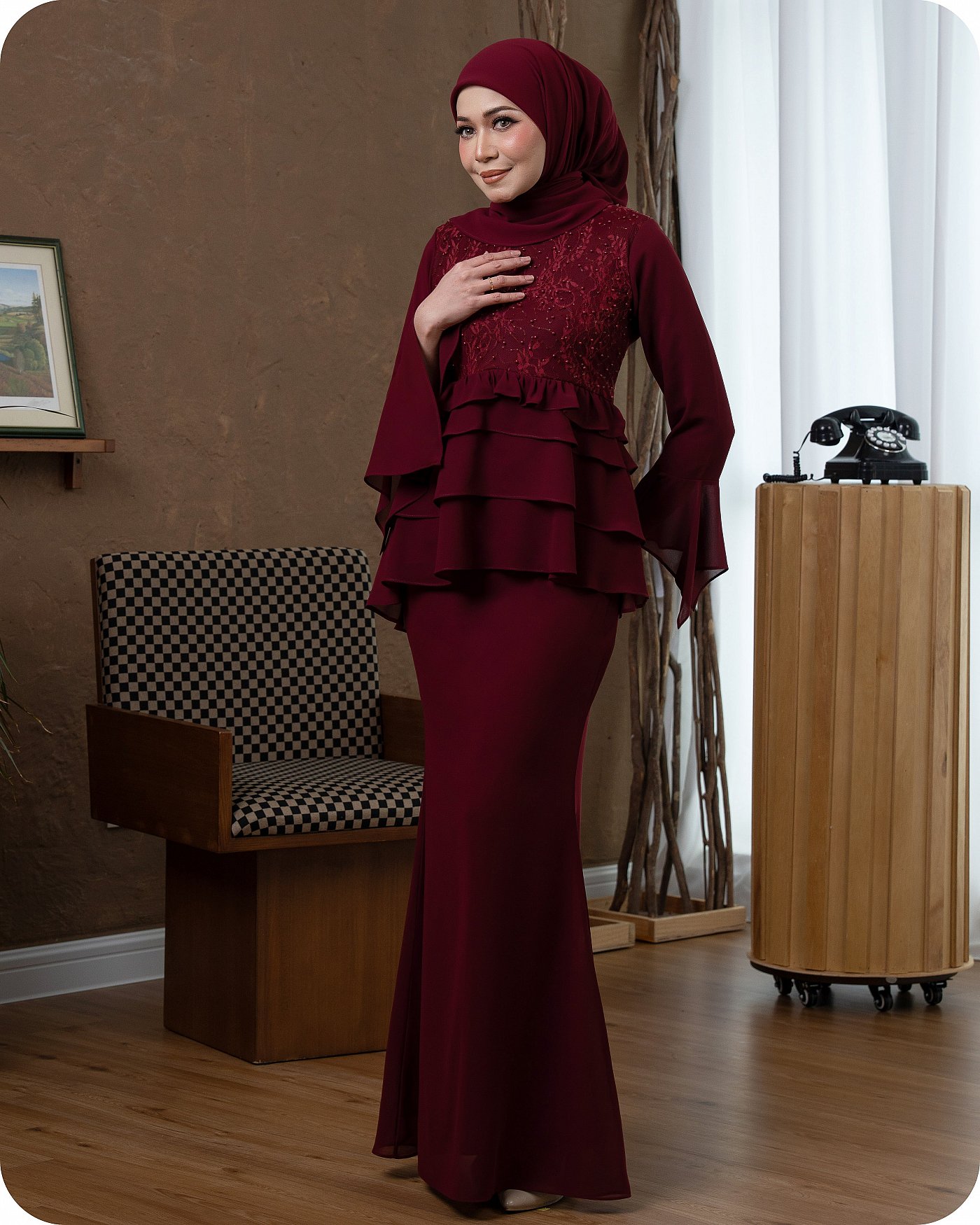 FREYA PEPLUM - DARK MAROON