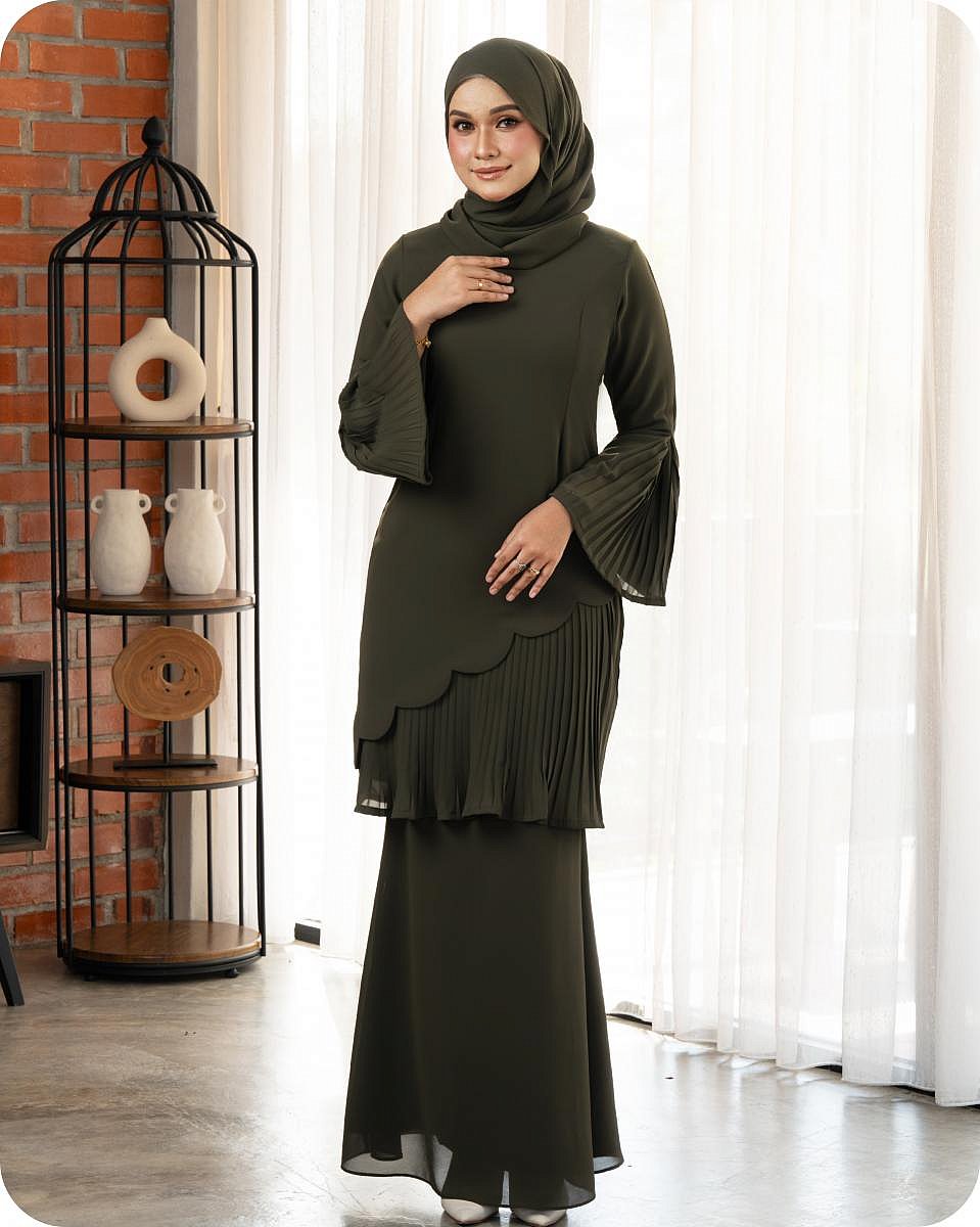 CAMMELIA KURUNG - OLIVE GREEN