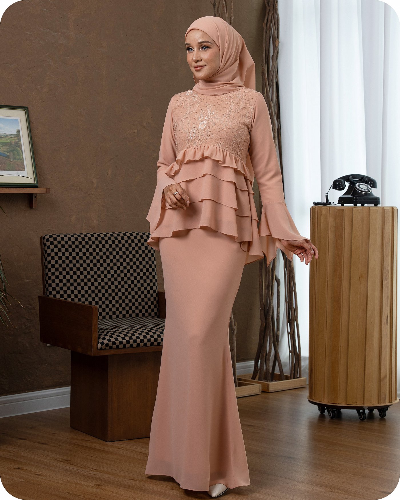 FREYA PEPLUM - DEEP APRICOT FREYA PEPLUM - DEEP APRICOT