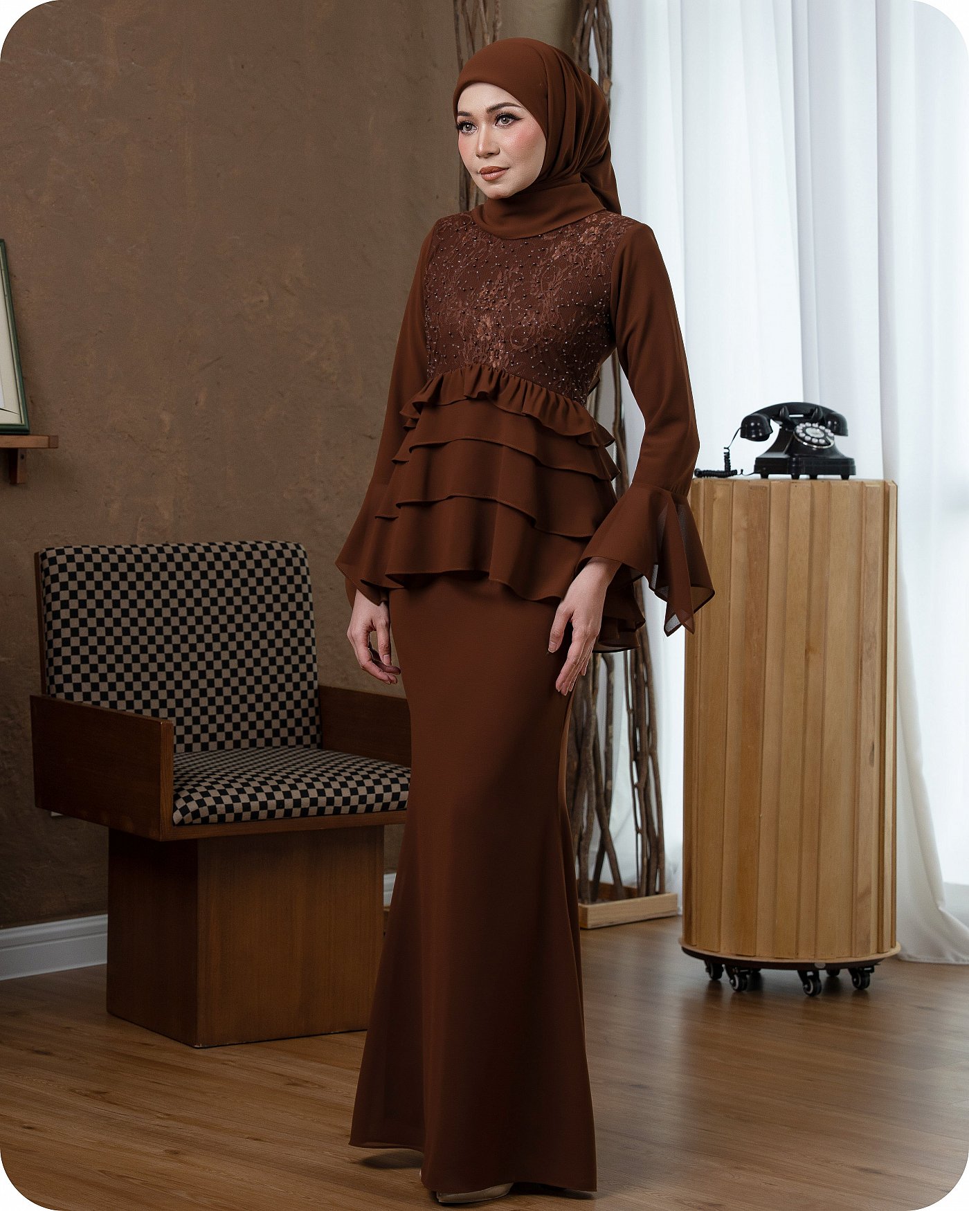 FREYA PEPLUM - RICH BROWN