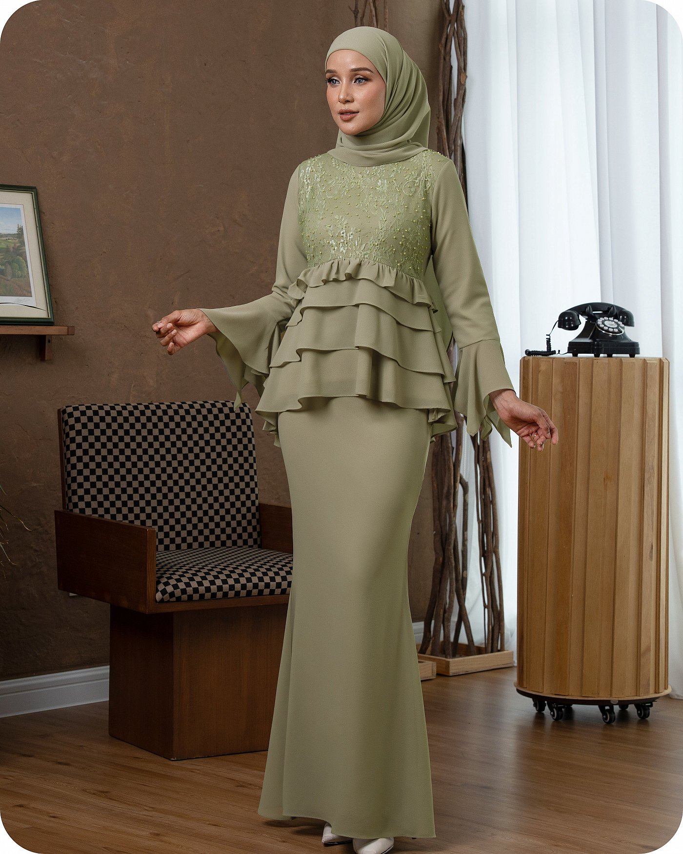 FREYA PEPLUM - SAGE GREEN FREYA PEPLUM - SAGE GREEN