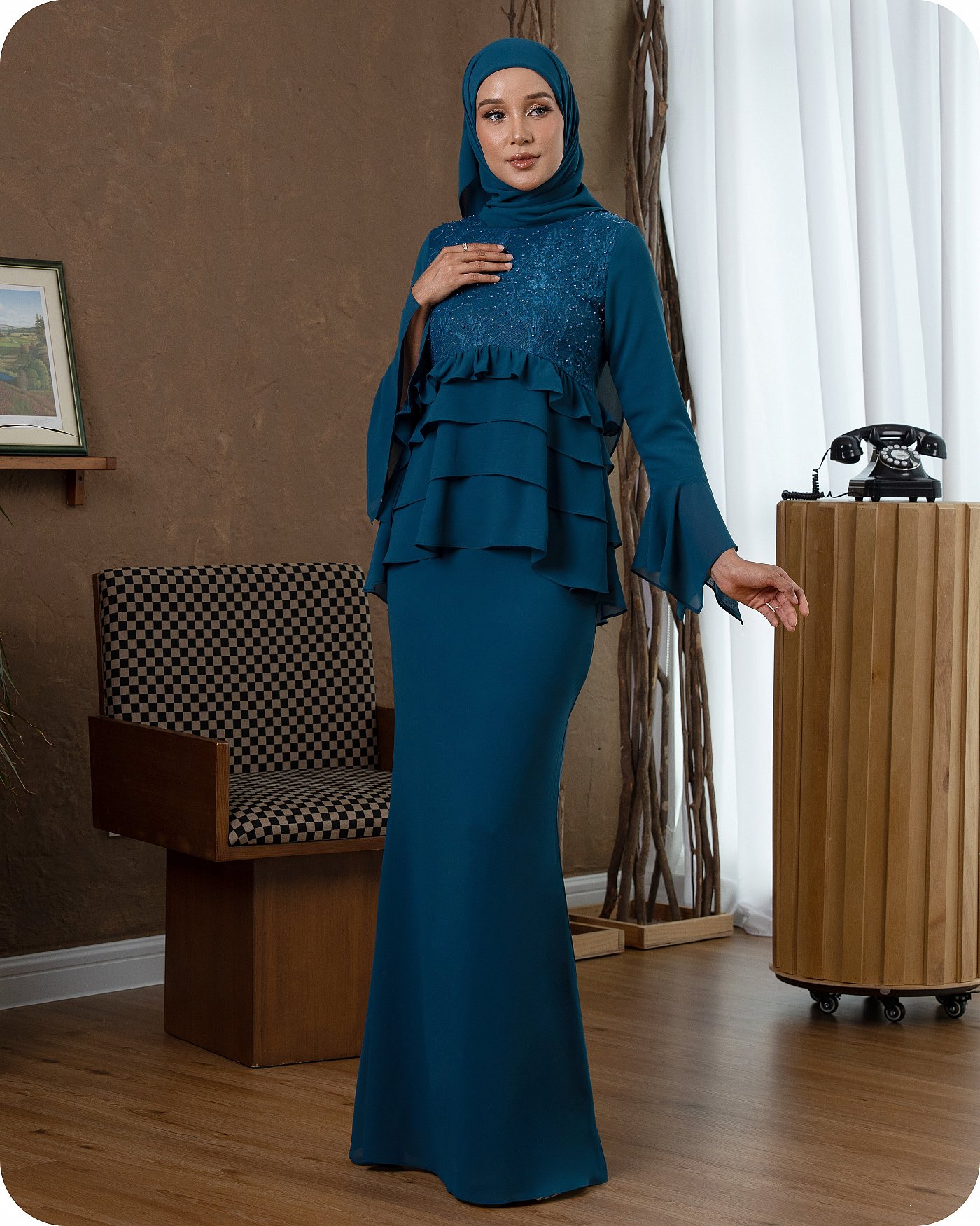 FREYA PEPLUM - TEAL BLUE