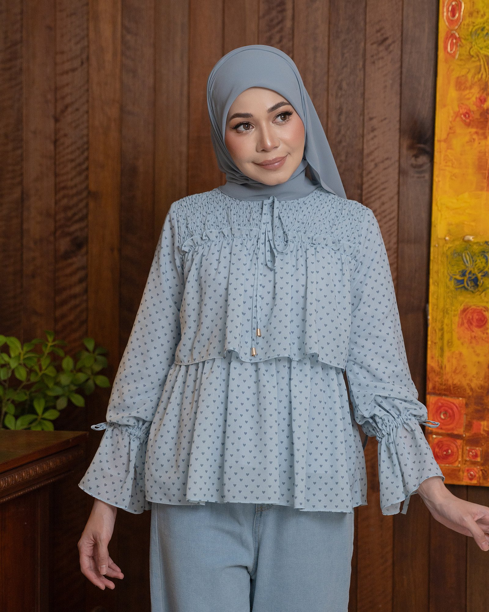 DOLLY BLOUSE - ASH BLUE