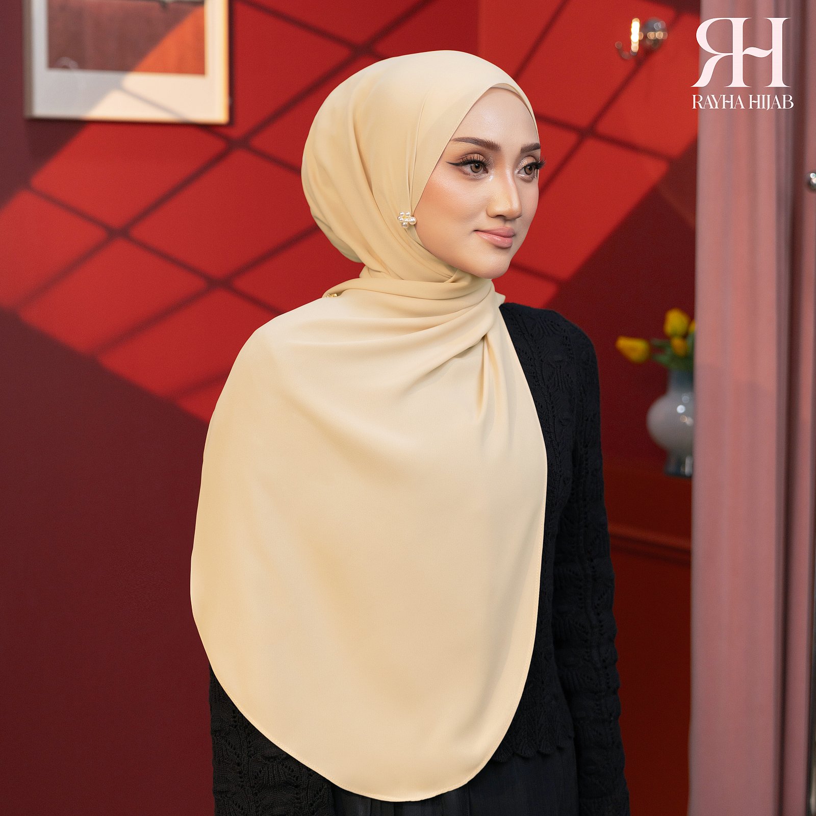 PLAIN HOODIE SHAWL - CREAM YELLOW