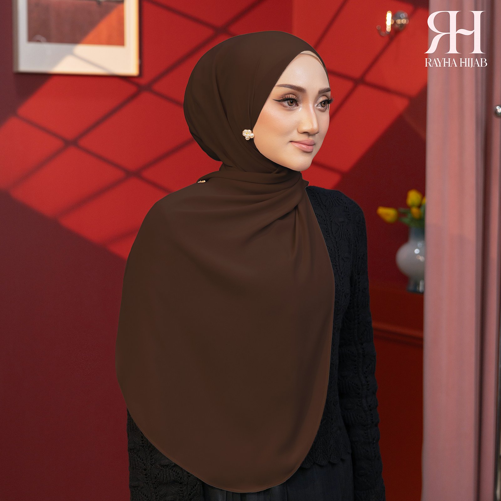 PLAIN HOODIE SHAWL - DARK BROWN