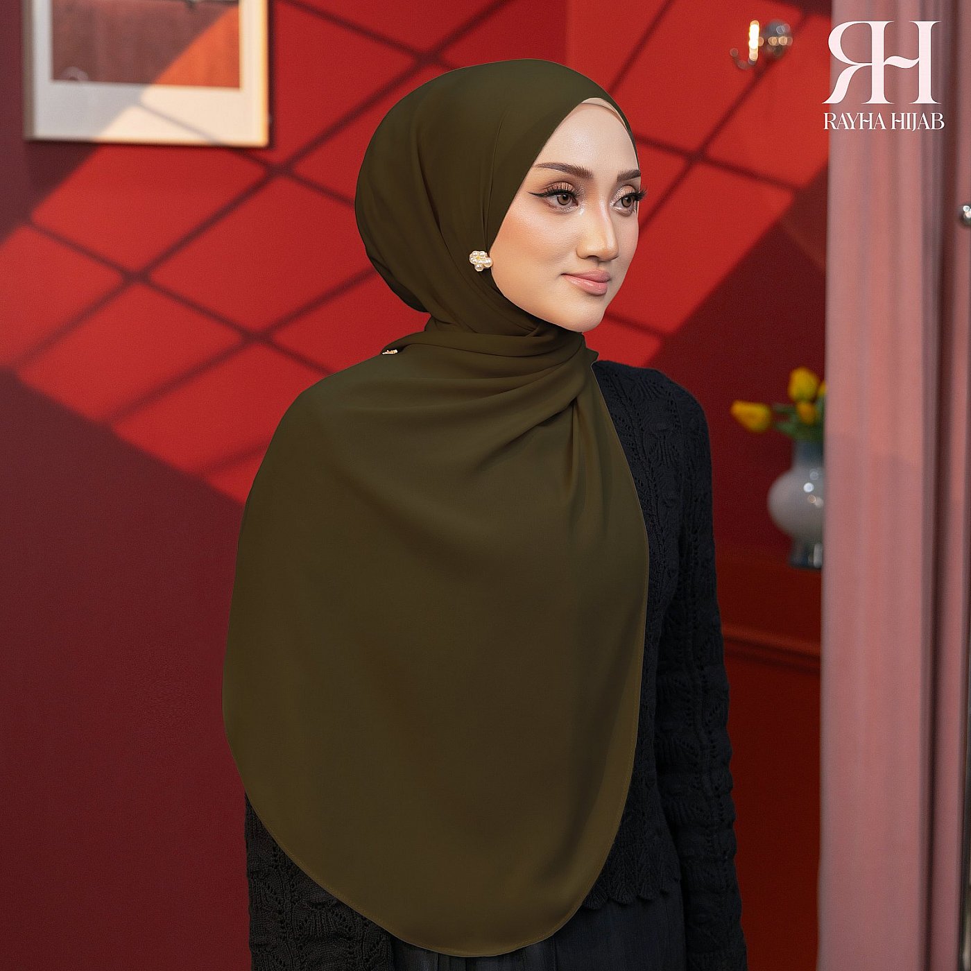 PLAIN HOODIE SHAWL - DARK OLIVE