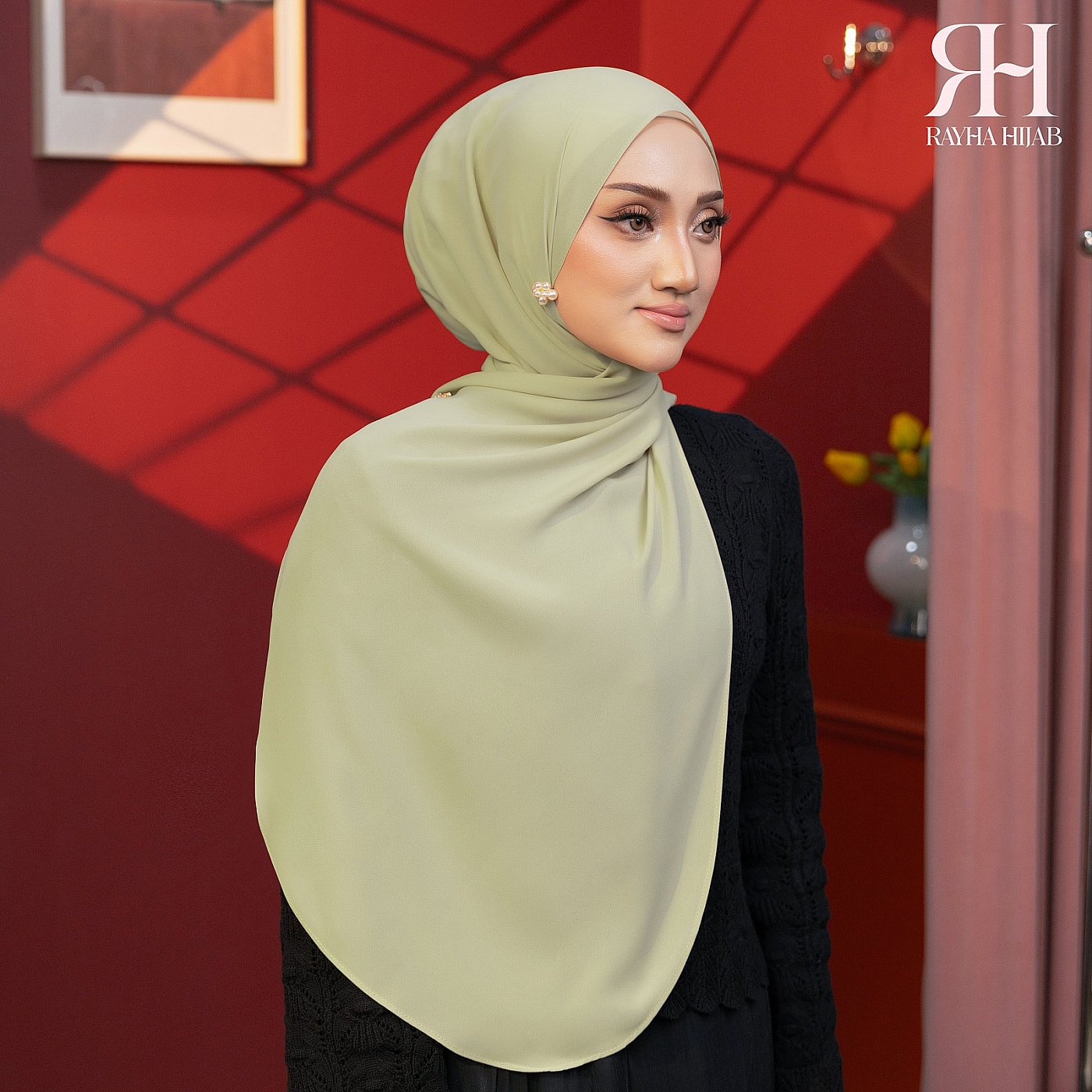 PLAIN HOODIE SHAWL - GREEN MIST