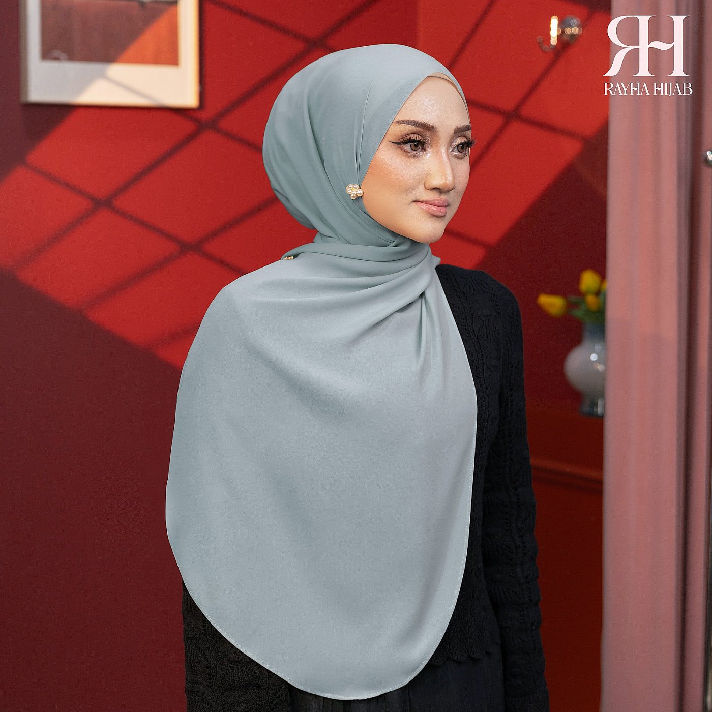 PLAIN HOODIE SHAWL - MIST BLUE