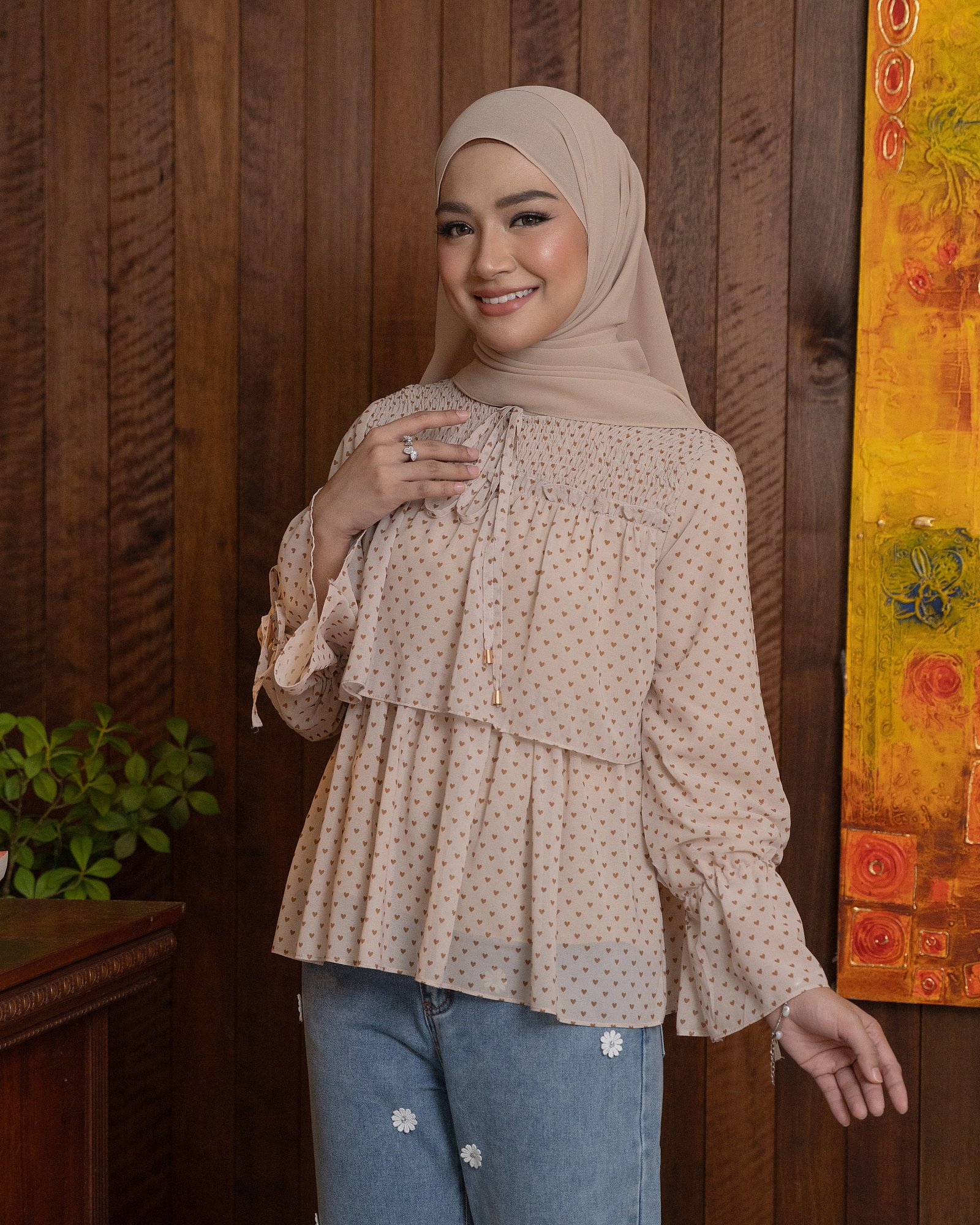 DOLLY BLOUSE - NUDE MUSTARD