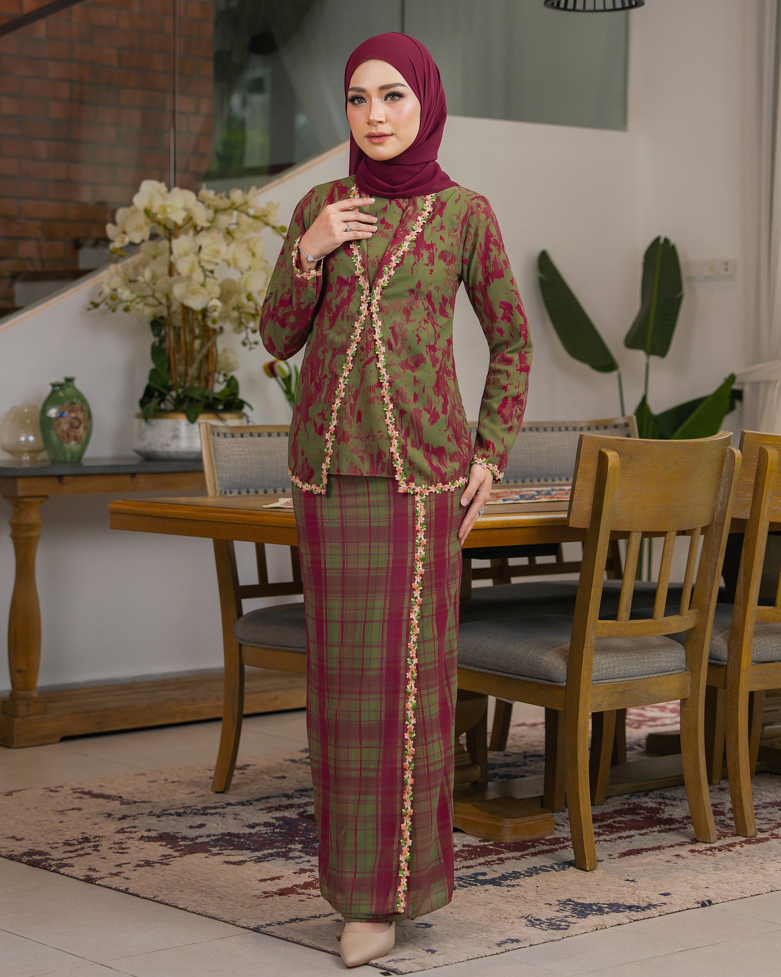 ANNORA KURUNG - OLIVE CHERRY