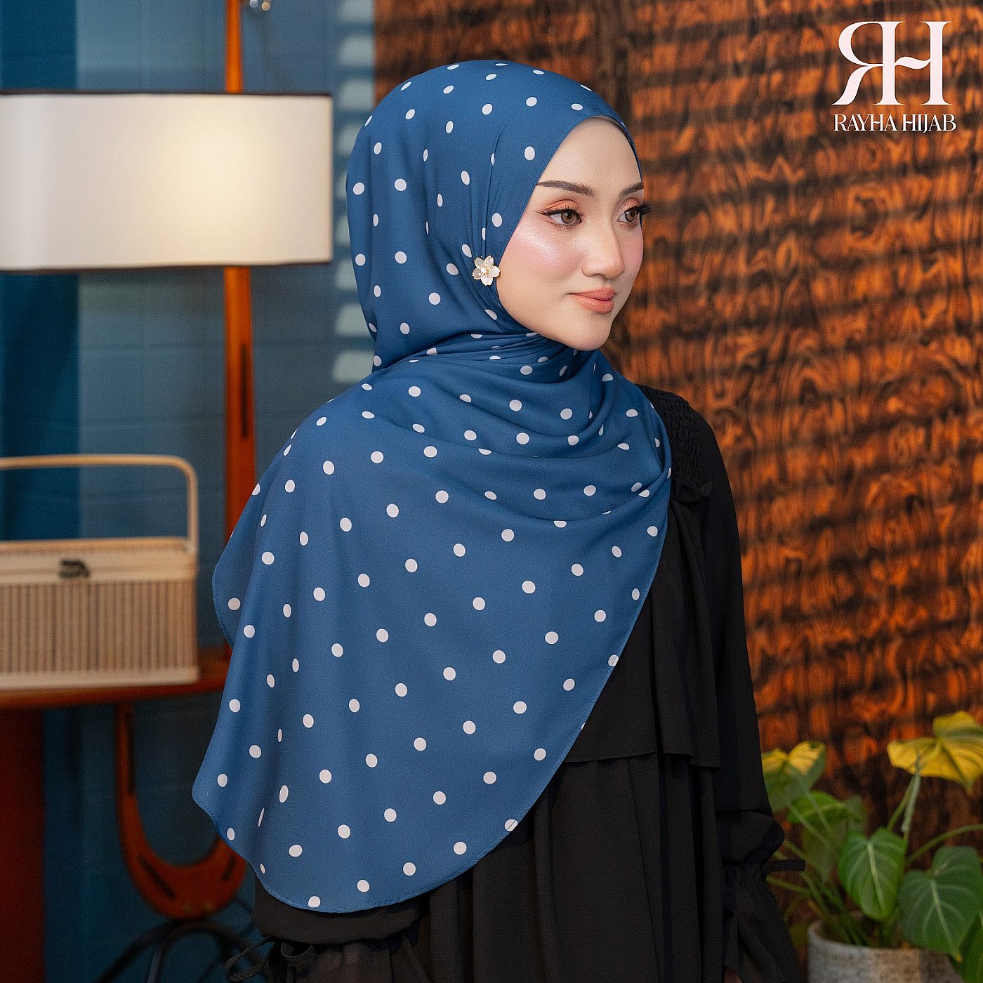 POLKADOT HOODIE SHAWL - TEAL BLUE