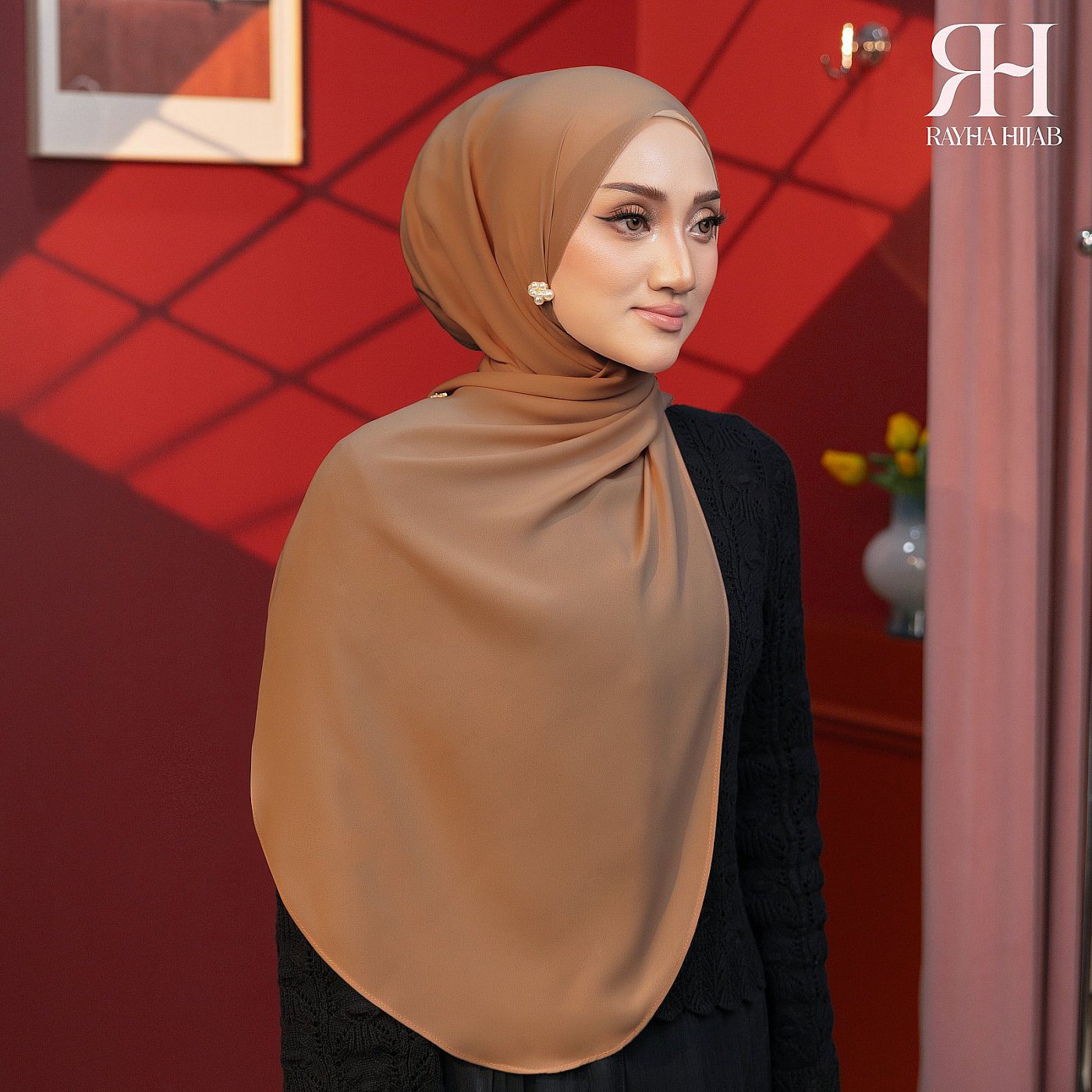 PLAIN HOODIE SHAWL - TOFFEE